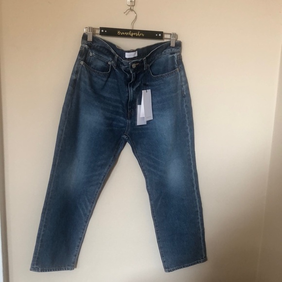 John Elliott  Dark Denim Straight Crop Jeans - Picture 1 of 6